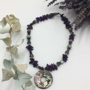 Purple & Sage Custom Stone Necklace